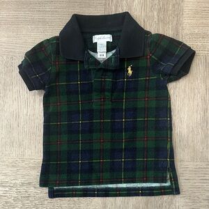 Ralph Lauren Green & Navy Plaid Polo with Yellow Pony